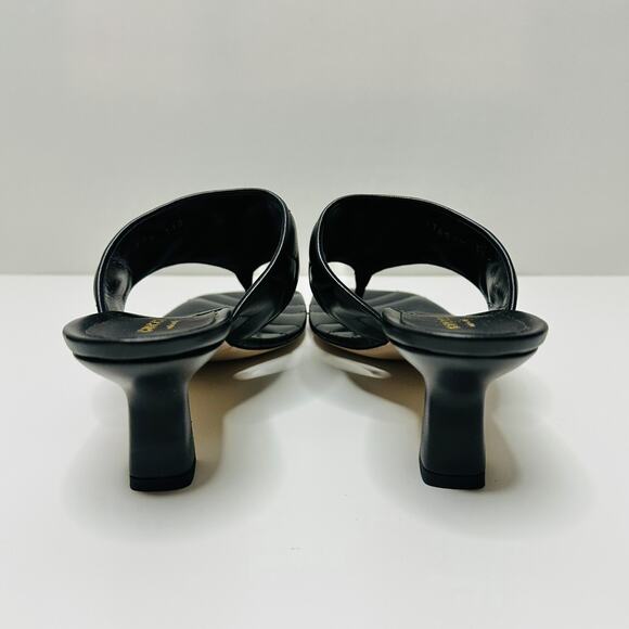 Gucci Marmont Chevron Double G 37/ US 7 Thong Heel Sandals Black Leather NIB - Picture 9 of 15